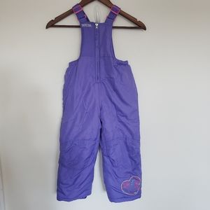 Girls Pacific Trail Bib Snowpants Purple Pink Heart Size 4T